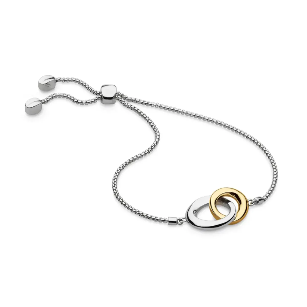Josephs Jewelers Bracelets>Sterling Silver and Yellow Gold Plated Bevel Cirque Link Bracelet