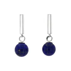 Josephs Jewelers Earrings>Sterling Silver Bar Earrings with Lapis Beads