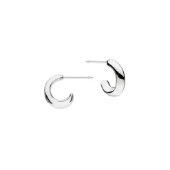 Josephs Jewelers Earrings>Sterling Silver Bevel Cirque Semi Hoop Earrings