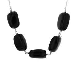 Josephs Jewelers Necklaces And Pendants>Sterling Silver Black Onyx Bead Necklace