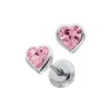 Josephs Jewelers Earrings>Sterling Silver Children’s Pink Heart Cubic Zirconia Earrings