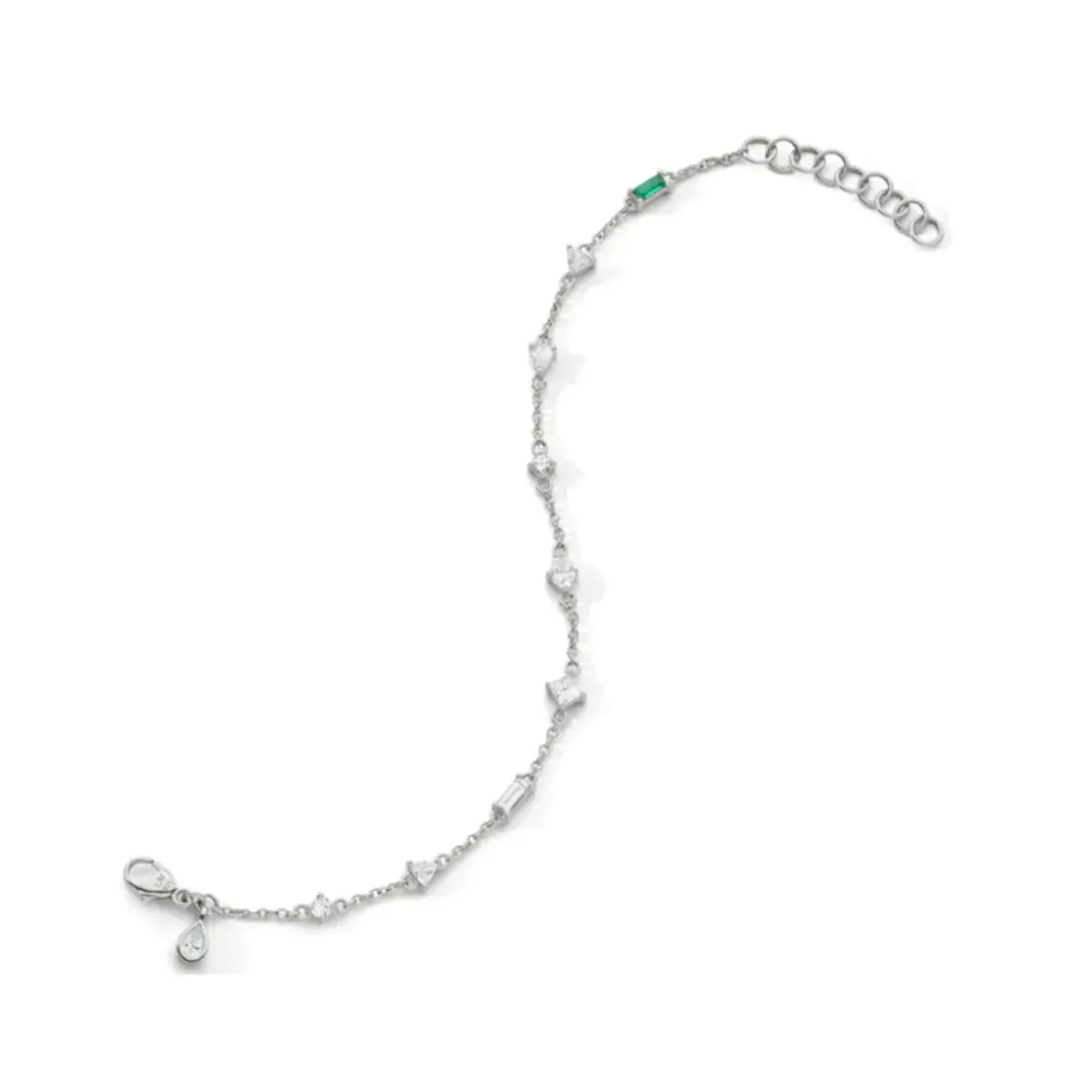 Josephs Jewelers Bracelets>Sterling Silver Crystal and Tsavorite Bracelet