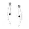 Josephs Jewelers Earrings>Sterling Silver Cube and Onyx Dangle Earrings