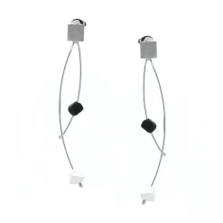 Josephs Jewelers Earrings>Sterling Silver Cube and Onyx Dangle Earrings