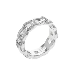 Josephs Jewelers Rings>Sterling Silver Cubic Zirconia Link Ring