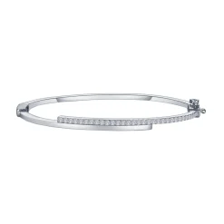 Josephs Jewelers Bracelets>Sterling Silver Cubic Zirconia Bypass Bangle Bracelet