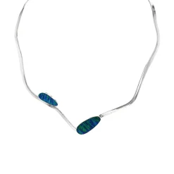 Josephs Jewelers Necklaces And Pendants>Sterling Silver Dark Blue Opal Neck Cuff