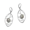Josephs Jewelers Earrings>Sterling Silver Freshwater Pearl Leaf Earrings