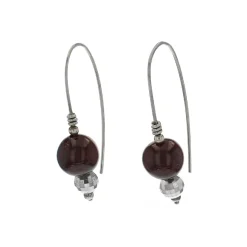 Josephs Jewelers Earrings>Sterling Silver Garnet Bead Earrings