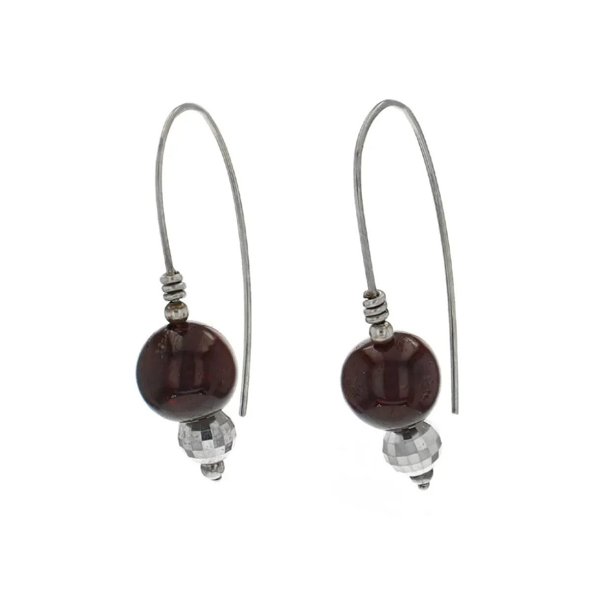 Josephs Jewelers Earrings>Sterling Silver Garnet Bead Earrings