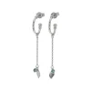Josephs Jewelers Earrings>Sterling Silver Hoop Earrings with Blue Topaz Dangles