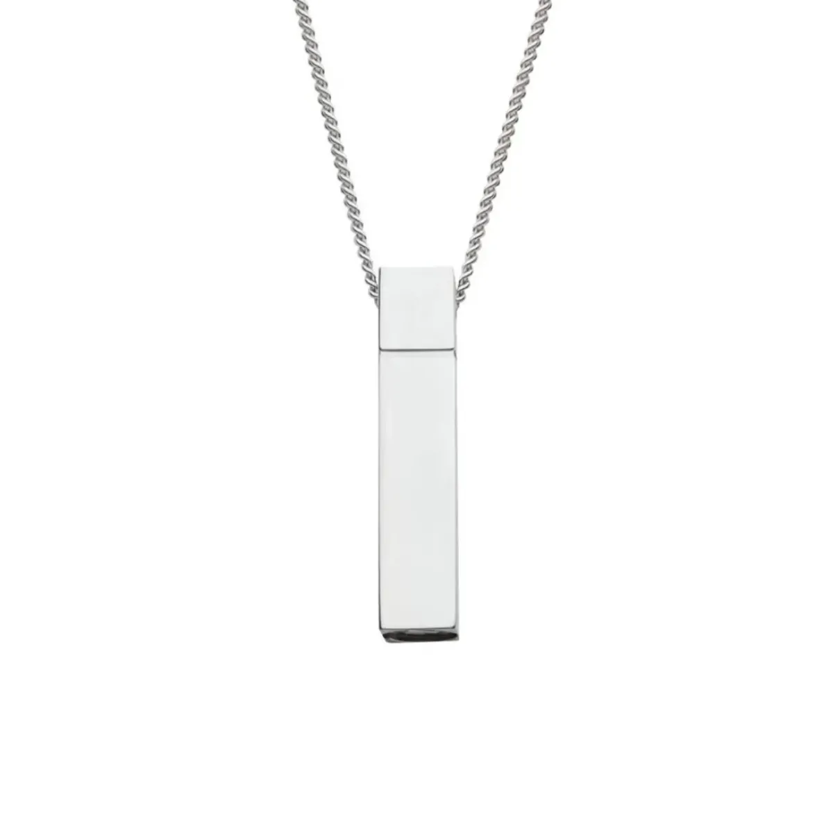 Josephs Jewelers Men’s Jewelry>Sterling Silver Keepsake Bar Pendant with Chain