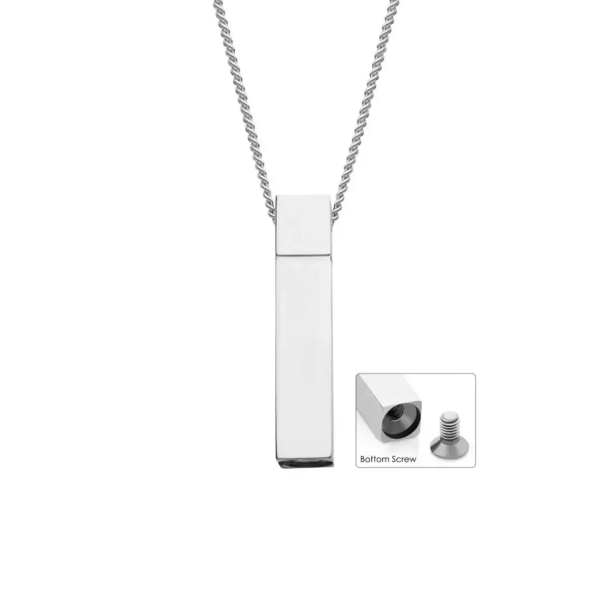 Josephs Jewelers Men’s Jewelry>Sterling Silver Keepsake Bar Pendant with Chain