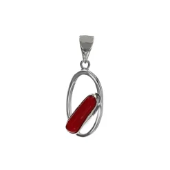 Josephs Jewelers Necklaces And Pendants>Sterling Silver Oblong Dyed Coral Pendant