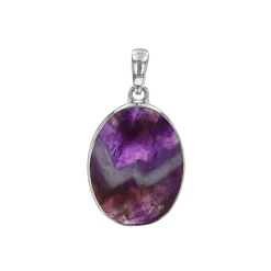 Josephs Jewelers Necklaces And Pendants>Sterling Silver Oval Chevron Amethyst Pendant