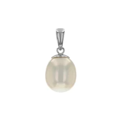 Josephs Jewelers Necklaces And Pendants>Sterling Silver Oval Pearl Pendant