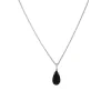 Josephs Jewelers Necklaces And Pendants>Sterling Silver Pear Black Agate and Diamond Pendant with Chain