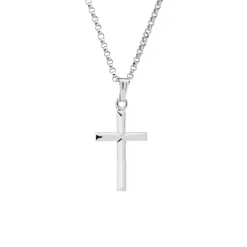 Josephs Jewelers Necklaces And Pendants>Sterling Silver Polished Cross Pendant with Chain