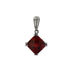 Josephs Jewelers Necklaces And Pendants>Sterling Silver Princess-Cut Garnet Pendant