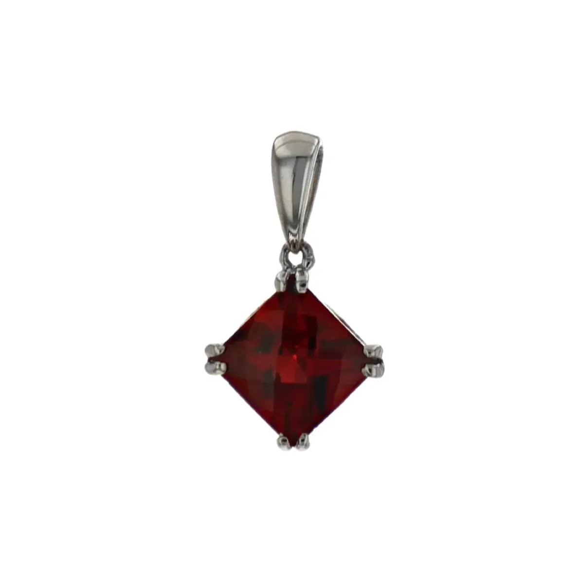 Josephs Jewelers Necklaces And Pendants>Sterling Silver Princess-Cut Garnet Pendant