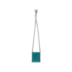Josephs Jewelers Necklaces And Pendants>Sterling Silver Rectangle Cabochon Turquoise Pendant