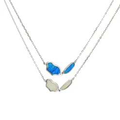 Josephs Jewelers Necklaces And Pendants>Sterling Silver Reversible Blue and White Created Opal Necklace