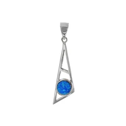Josephs Jewelers Earrings>Sterling Silver Round Created Opal Triangle Pendant