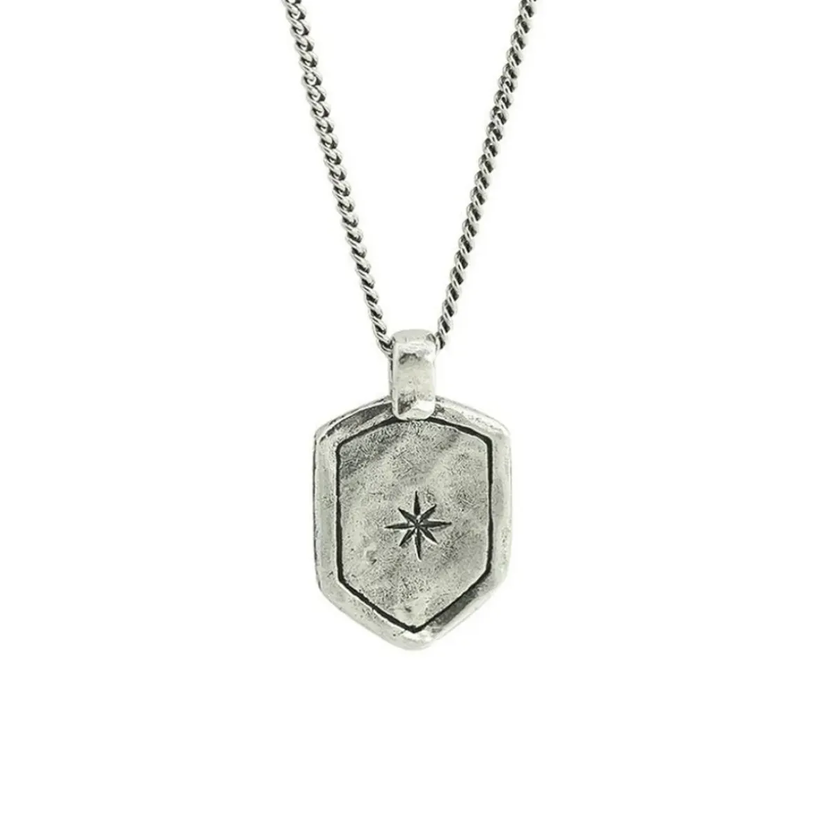 Josephs Jewelers Men’s Jewelry>Sterling Silver Star Shield Pendant and Chain