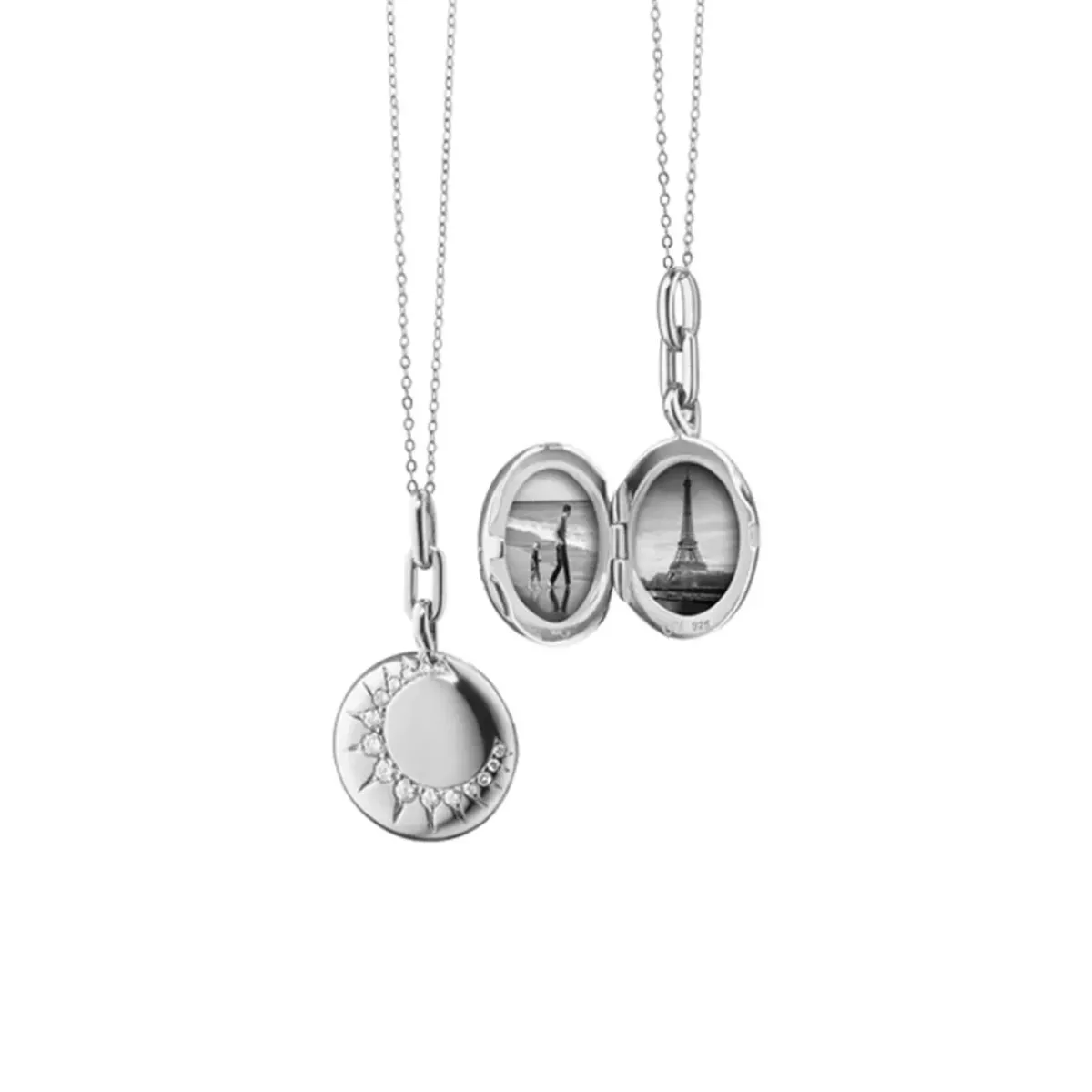 Josephs Jewelers Necklaces And Pendants>Sterling Silver “Sun” White Sapphire Locket with Chain