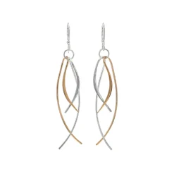 Josephs Jewelers Earrings>Sterling Silver Two-Tone Overlapping Fish Dangle Earrings