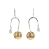 Josephs Jewelers Earrings>Sterling Silver Two-Tone Pearl Disc Dangle Earrings