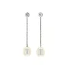 Josephs Jewelers Earrings>Sterling Silver White Freshwater Pearl and Diamond Drop Earrings