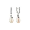 Josephs Jewelers Earrings>Sterling Silver White Sapphire and Pearl Earrings