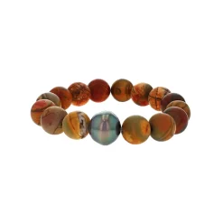 Josephs Jewelers Bracelets>Tahitian Pearl and Picasso Jasper Bracelet