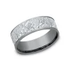 Josephs Jewelers Wedding Bands For Men>Tantalum and 14K White Gold Faux Meteorite Wedding Band