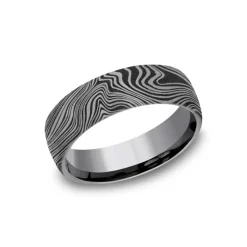 Josephs Jewelers Wedding Bands For Men>Tantalum Marble Wedding Band