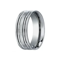 Josephs Jewelers Wedding Bands For Men>Titanium 8mm Grooved Design Wedding Band