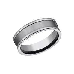 Josephs Jewelers Wedding Bands For Men>Tungsten and Satin Center Wedding Band