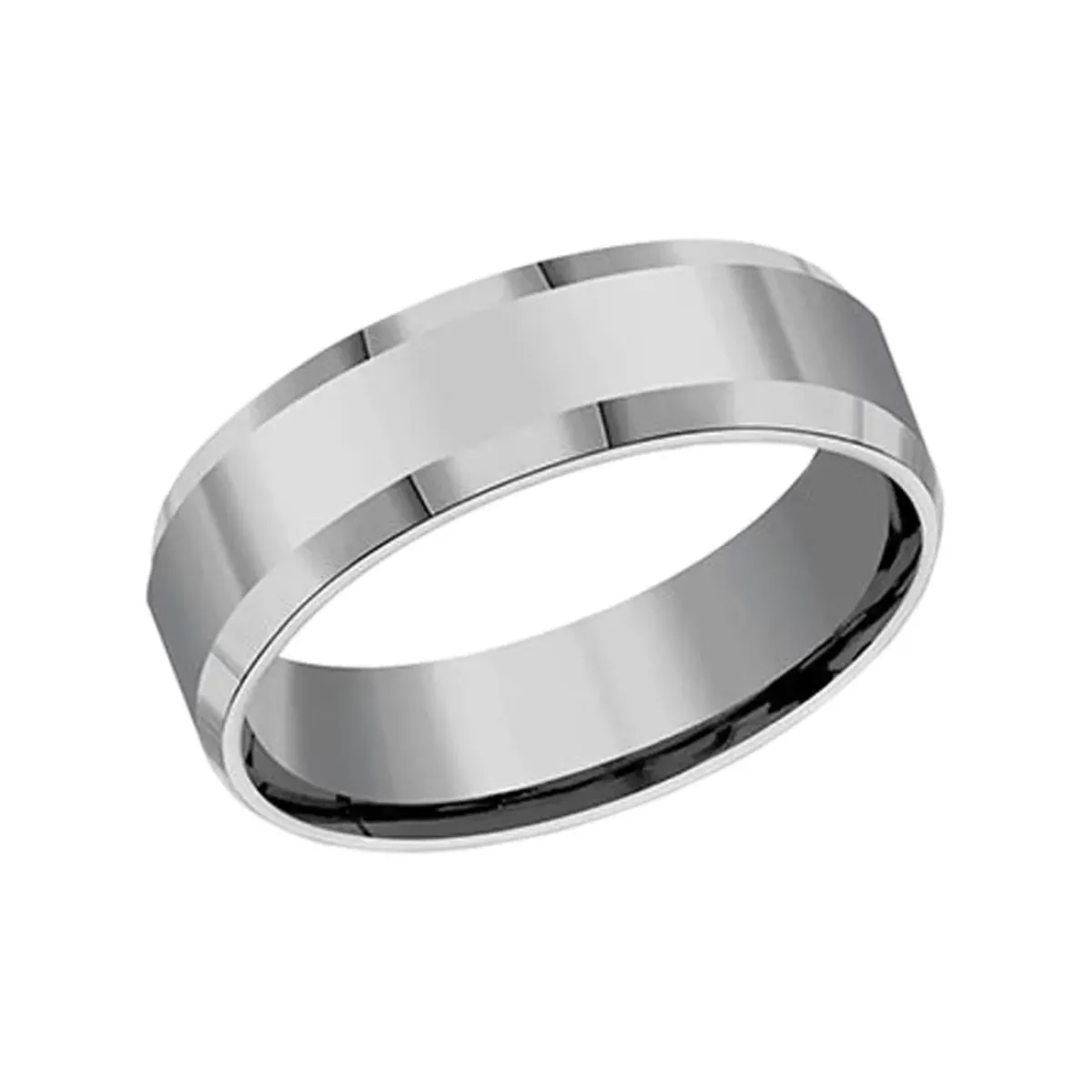 Josephs Jewelers Wedding Bands For Men>Tungsten Beveled Edge 7mm Band