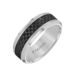 Josephs Jewelers Wedding Bands For Men>Tungsten Carbon Fiber 8mm Wedding Band
