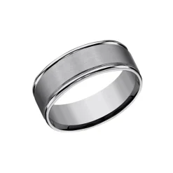 Josephs Jewelers Wedding Bands For Men>Tungsten Comfort Fit Satin Center Wedding Band