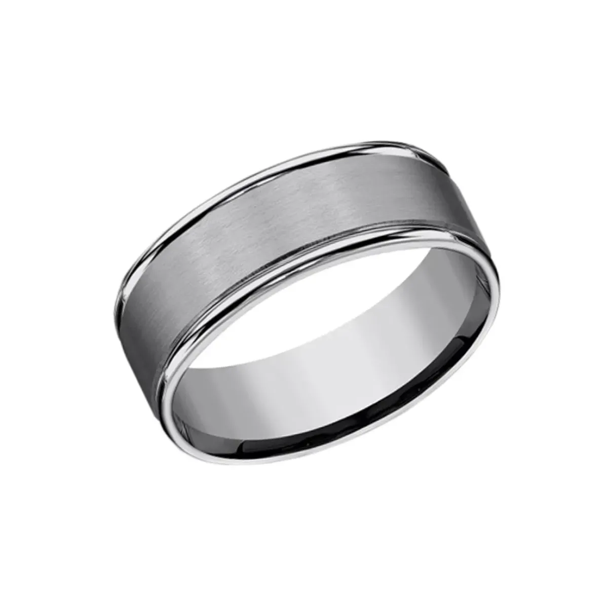 Josephs Jewelers Wedding Bands For Men>Tungsten Comfort Fit Satin Center Wedding Band
