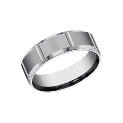 Josephs Jewelers Wedding Bands For Men>Tungsten Satin Center Wedding Band