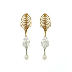 Josephs Jewelers Earrings>Two-Tone Sterling Silver Pearl Art Deco Earrings