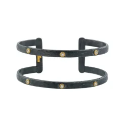 Josephs Jewelers Bracelets>Two-Tone Stockholm Diamond Open Cuff Bracelet