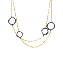 Josephs Jewelers Necklaces And Pendants>Two-Tone Wavy 3D Multi-Circle Necklace