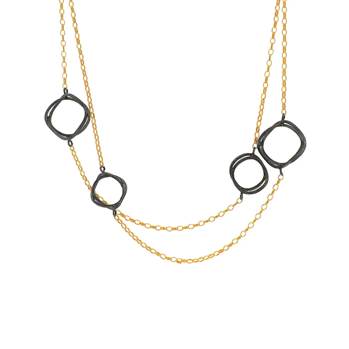Josephs Jewelers Necklaces And Pendants>Two-Tone Wavy 3D Multi-Circle Necklace
