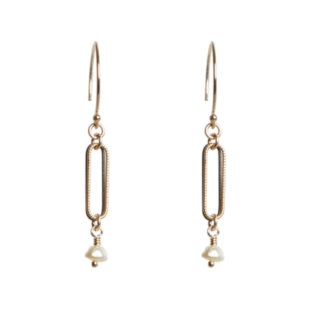 Josephs Jewelers Earrings>Two-Tone “Zoe” Dangle Earrings with Freshwater Pearls