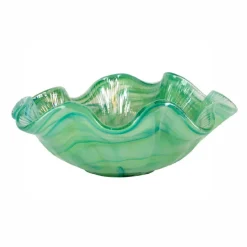 Josephs Jewelers Serveware>Vietri – Green Onda Round Ruffled Bowl