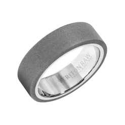 Josephs Jewelers Wedding Bands For Men>White and Gray Tungsten Carbide 7mm Wedding Band